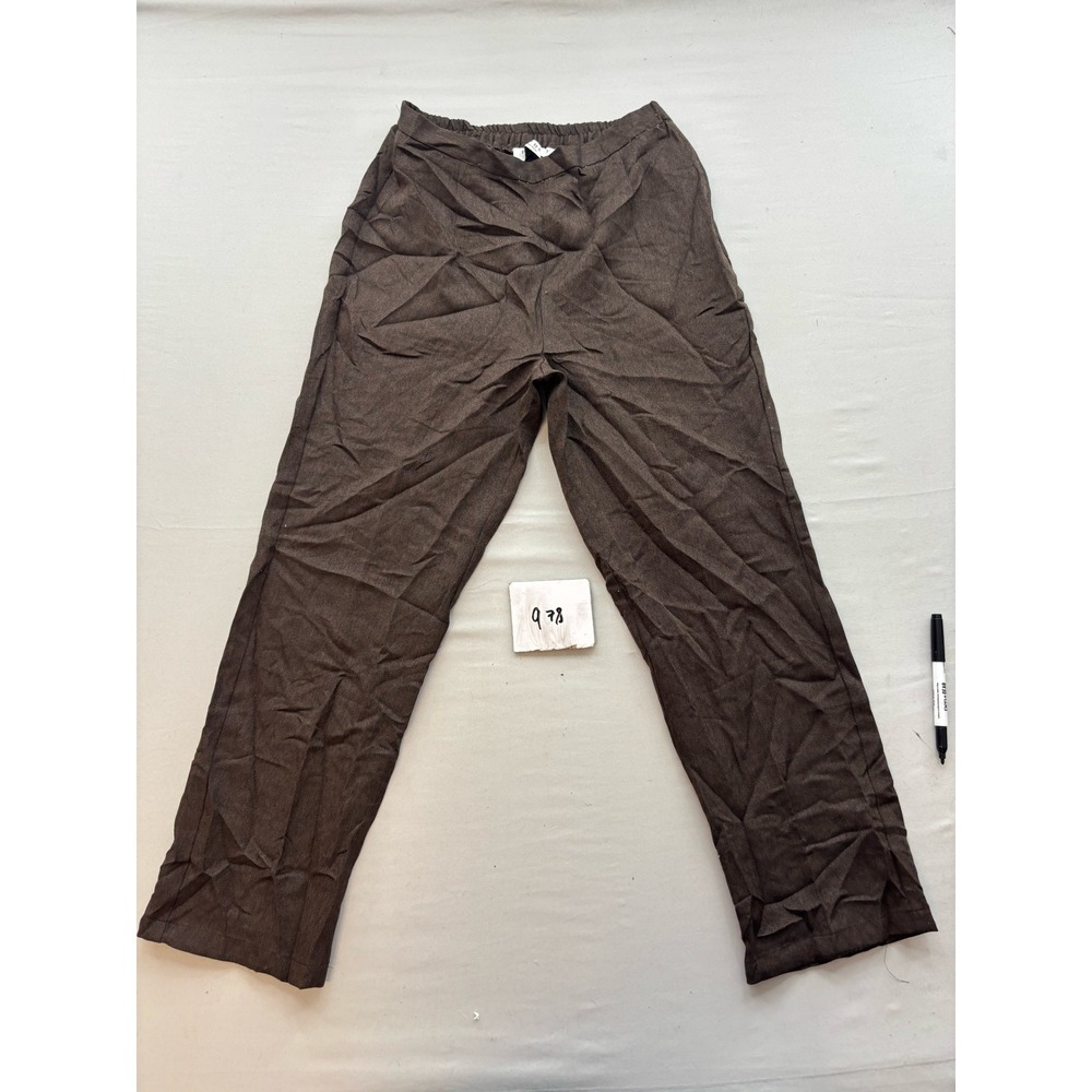 Prophecy Dress Petite Brown Herringbone Trousers Side Zip Elastic Waist Pants